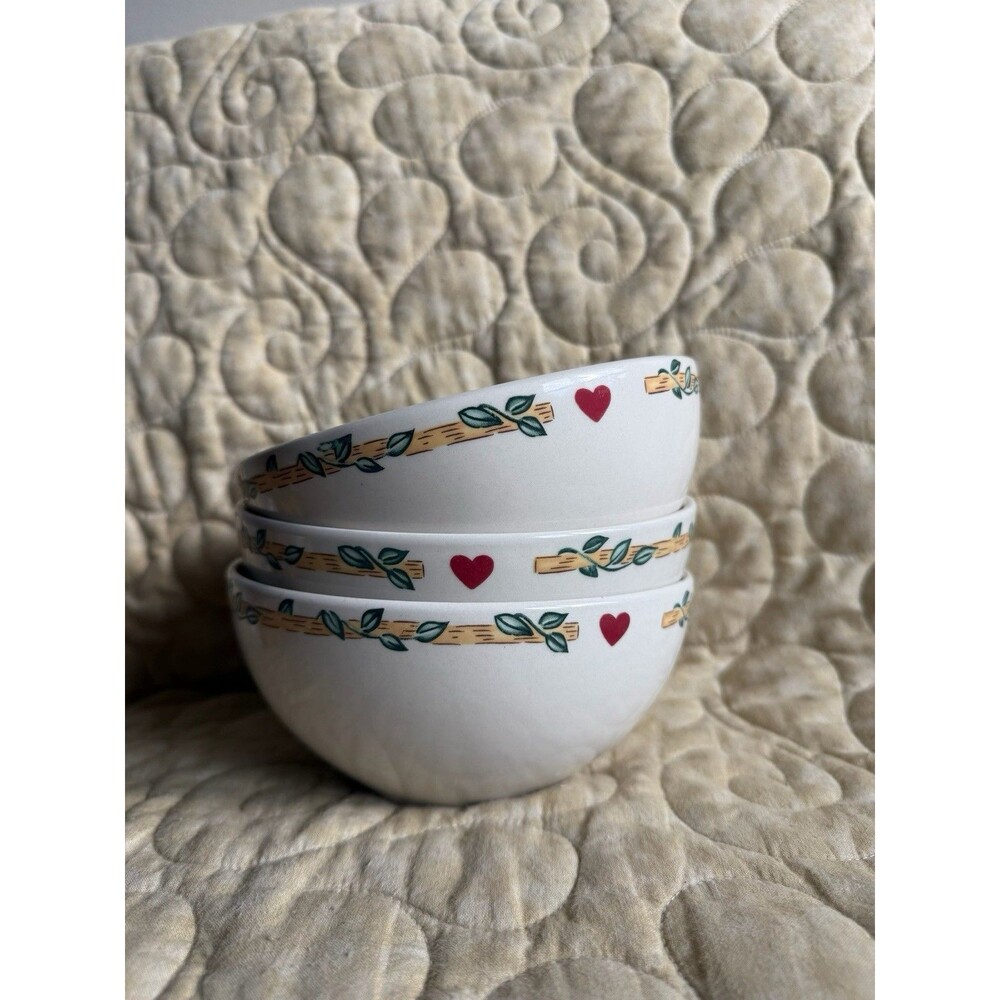 Thomson Pottery Birdhouse Pattern Bowls 6” - Set of 3